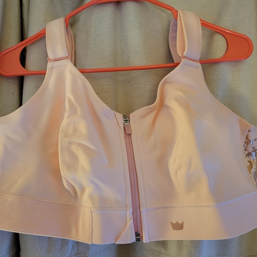 SheFit Pink Zip-Front Sports Bra